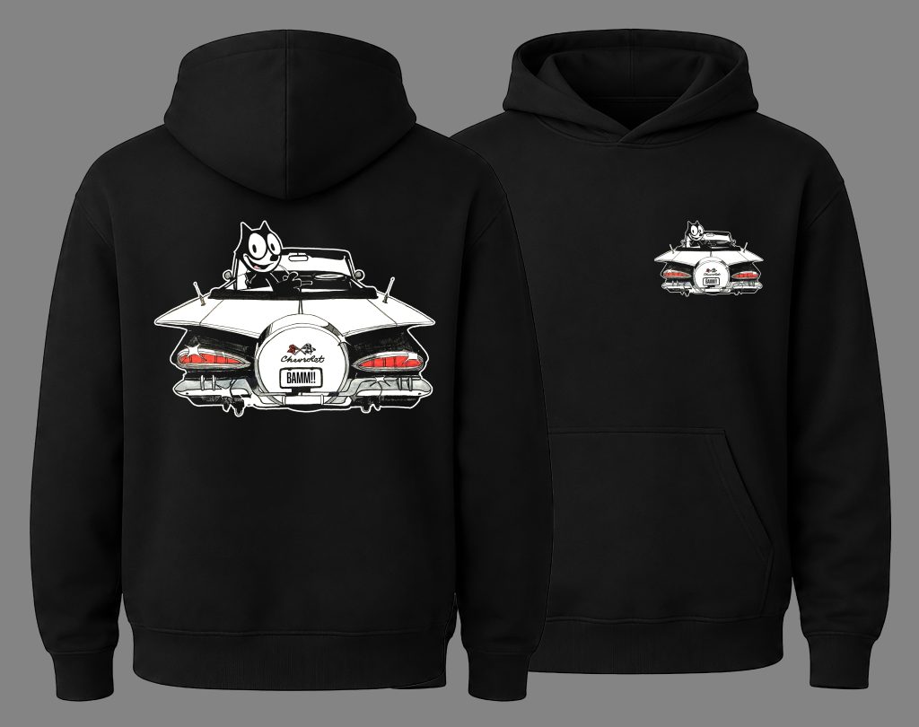 CAT 1959 Chevrolet Impala Convertible Lowrider Hoodie – Classic Car Art Collection